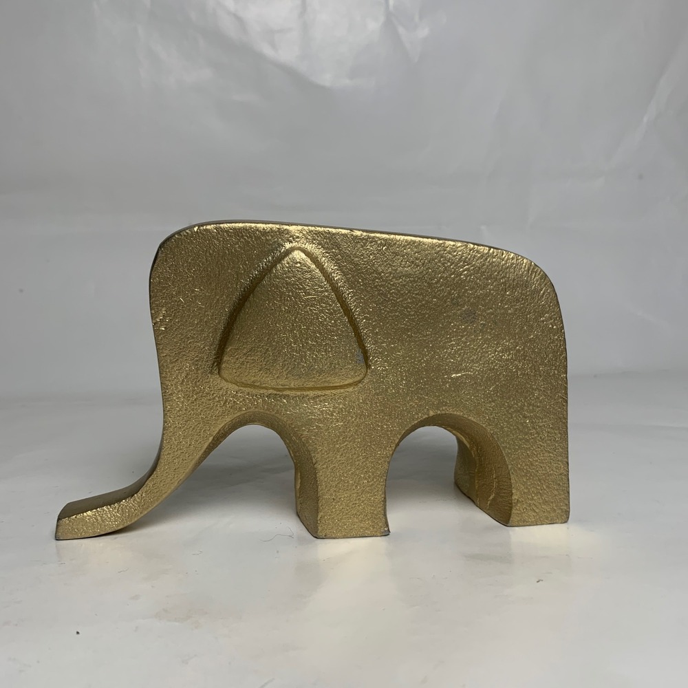 Elephant Figurine Gold Minimalist Metal Animal Sculpture Heavy
